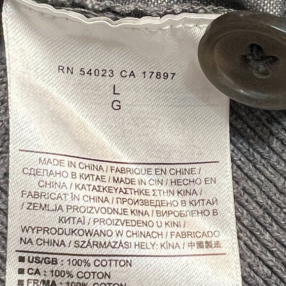 Banana Republic Men's Gray Shawl Collar Cardigan Sweater Large Button Up Cotton - Picture 7 of 11